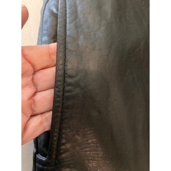 Talbots Womens Black Leather Hooded Coat 32" Long w/ Thinsulate Medium - Picture 8 of 13